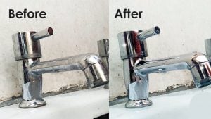 Two great tips to effectively clean limescale stains from your faucet to make it look like new